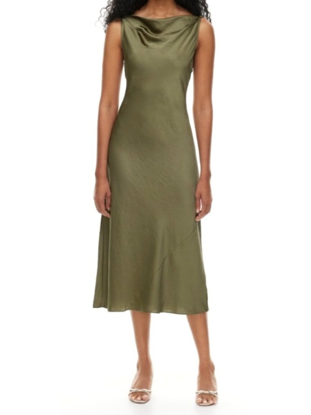 Wilfred Women's Sz Large Green Maxi Dress Goddess Satin Dress